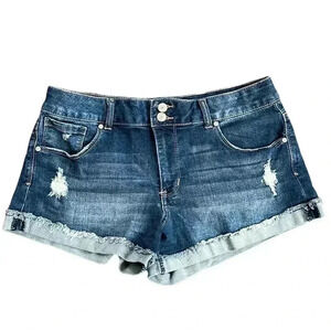 Altar’d State High Rise Cuffed Distressed Denim Shorts Size 30